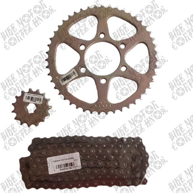 Imagen de Kit Arrastre Yamaha Dtk175 Catalina 6 Huecos 47 Dientes Piñon Motriz 15 Dientes Gaviria
