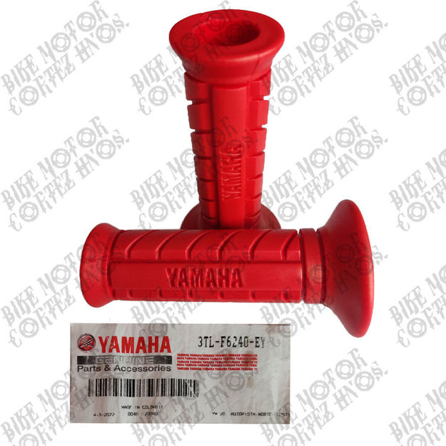 Imagen de Puño Grips Manillar Yamaha Dtk175 Dtk125 Calimatic Dte Rx100 Rx115 Rx125 Rx135 3TL-F6240-EY Rojo GENUINO Con Tope