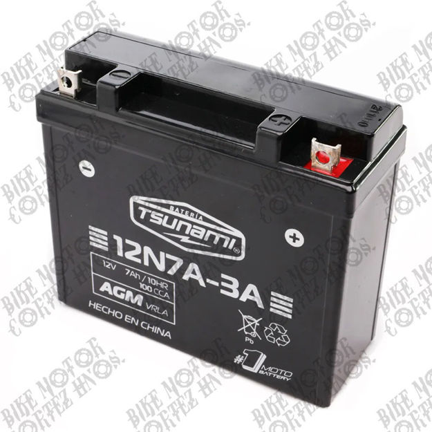 Imagen de Bateria Acido 12N7A-3A 12V-7Ah Delgada  HONDA CGR125 STORM LONCIN LX150 FX200 XY200 GY ENDURO200 GY200 XY150 SUZUKI EN125