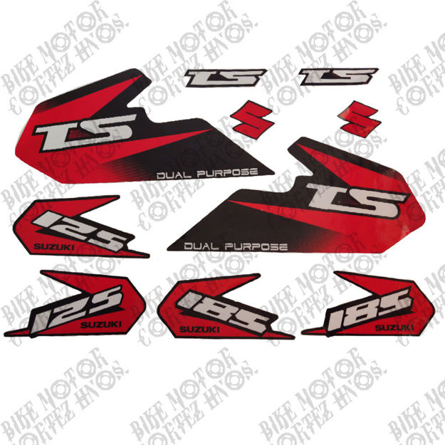 Imagen de Calcomania Completa Suzuki Ts185 Ts125 Gris Azul Rojo Dual Purpose