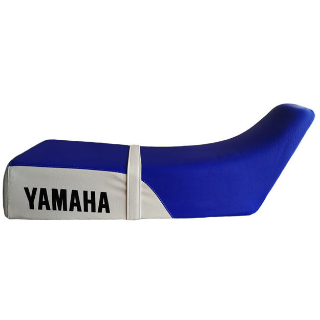 Imagen de Sillin Montura Yamaha Dtk125 Dtk175 Bicolor Con Costura Base plastica sin Platinas Azul Blanco