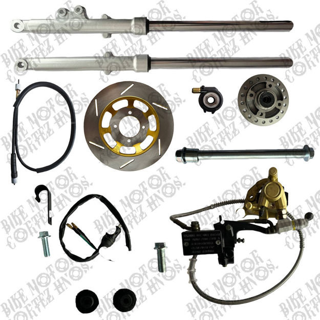 Imagen de Sistema Freno Delantero (Manzana Disco Piñon Bomba Manguera Mordaza Eje Barras ) Yamaha Rx115