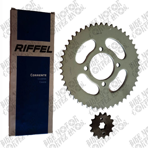 Imagen de Kit Arrastre Catalina Cadena Piñon Yamaha Dtk Xtz Ybr125 4 Huecos 48 -14 Dientes riffel