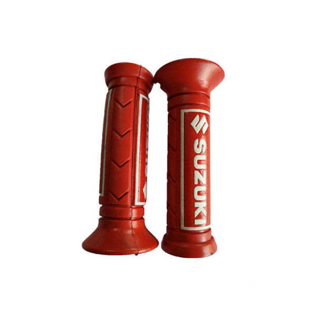 Imagen de Manillar Grips Puños De Moto Logo Suzuki Ts125 Ts185 Ax100 Gn125 Bugallo