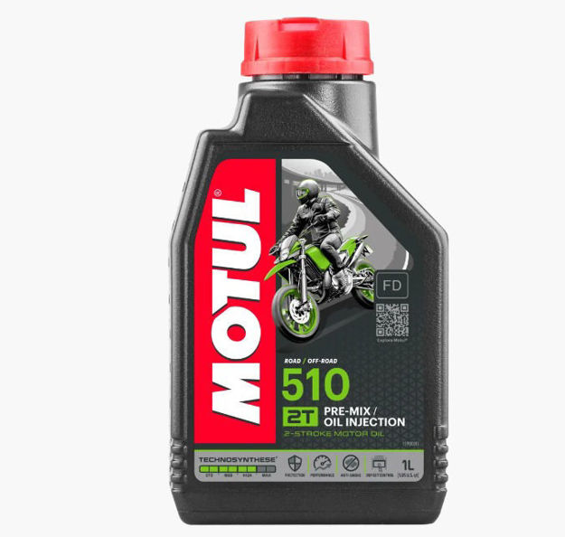 Imagen de Aceite Motul 2 Tiempos 2t 510 Pre-Mix Oil Injection Yamaha Dte Calimatic Trail Dtk125 Dtk175 Rx100 Rx115 Rx125 Rx135 Suzuki AX100 Ts125 Ts185