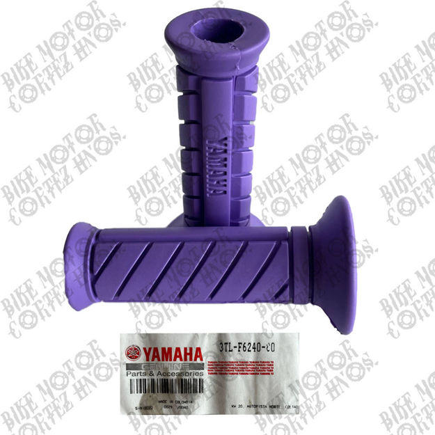 Imagen de Puño Grips Manillar Yamaha Dtk175 Dtk125 Calimatic Dte Rx100 Rx115 Rx125 Rx135 3TL-F6240-96 Morado GENUINO Con Tope