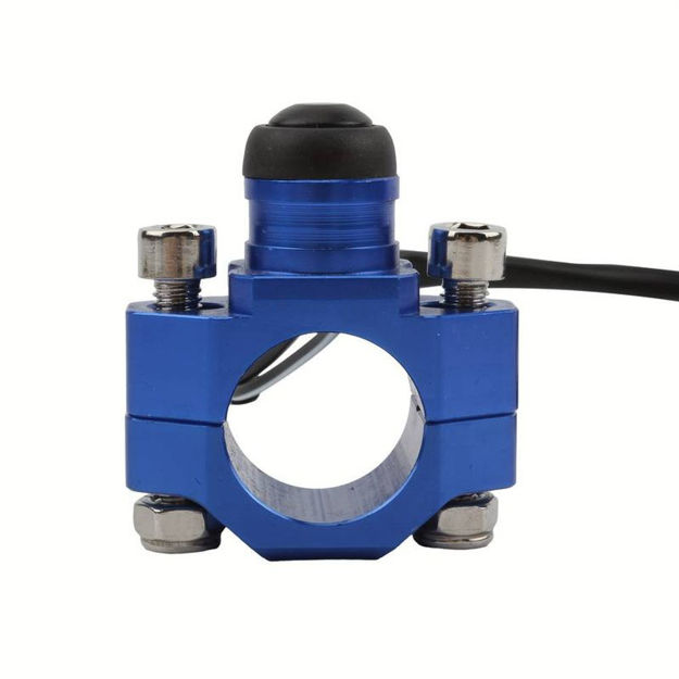 Imagen de Boton Interruptor de Arrnaque  de Aluminio Azul Universal  Yamaha DTk Dte Calimatic Rx100 Rx115 Rx125 Rx135 Suzuki Ts125 Ts185 Ax100 Dr200 Honda Tornado Xr250