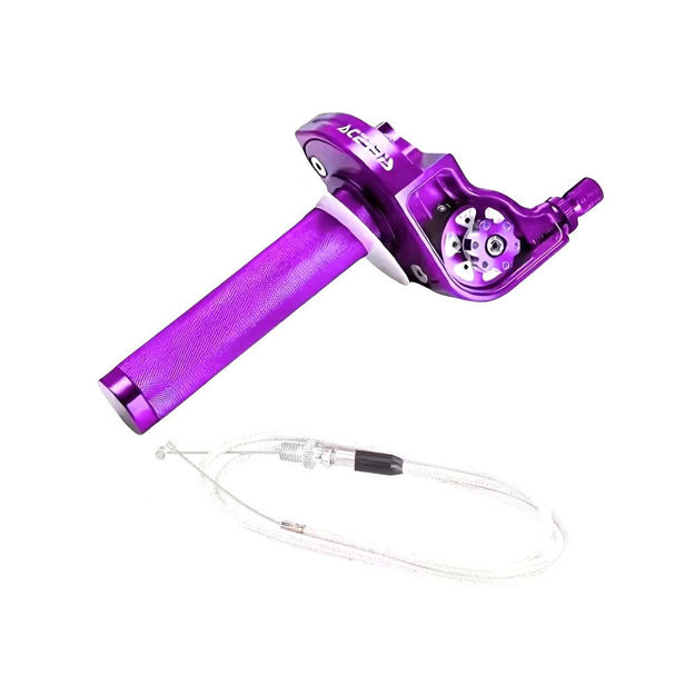 Imagen de Acelerador 1/4 Universal Rosca 10mm Tapa Transparente Morado Yamaha DTk Dte Calimatic Rx100 Rx115 Rx125 Rx135 Suzuki Ts125 Ts185 Ax100 Dr200 Honda Tornado Xr250 Ktm